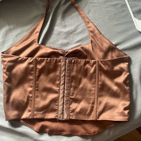 BROWN TIK TOK CORSET TOP - Picture 3 of 3